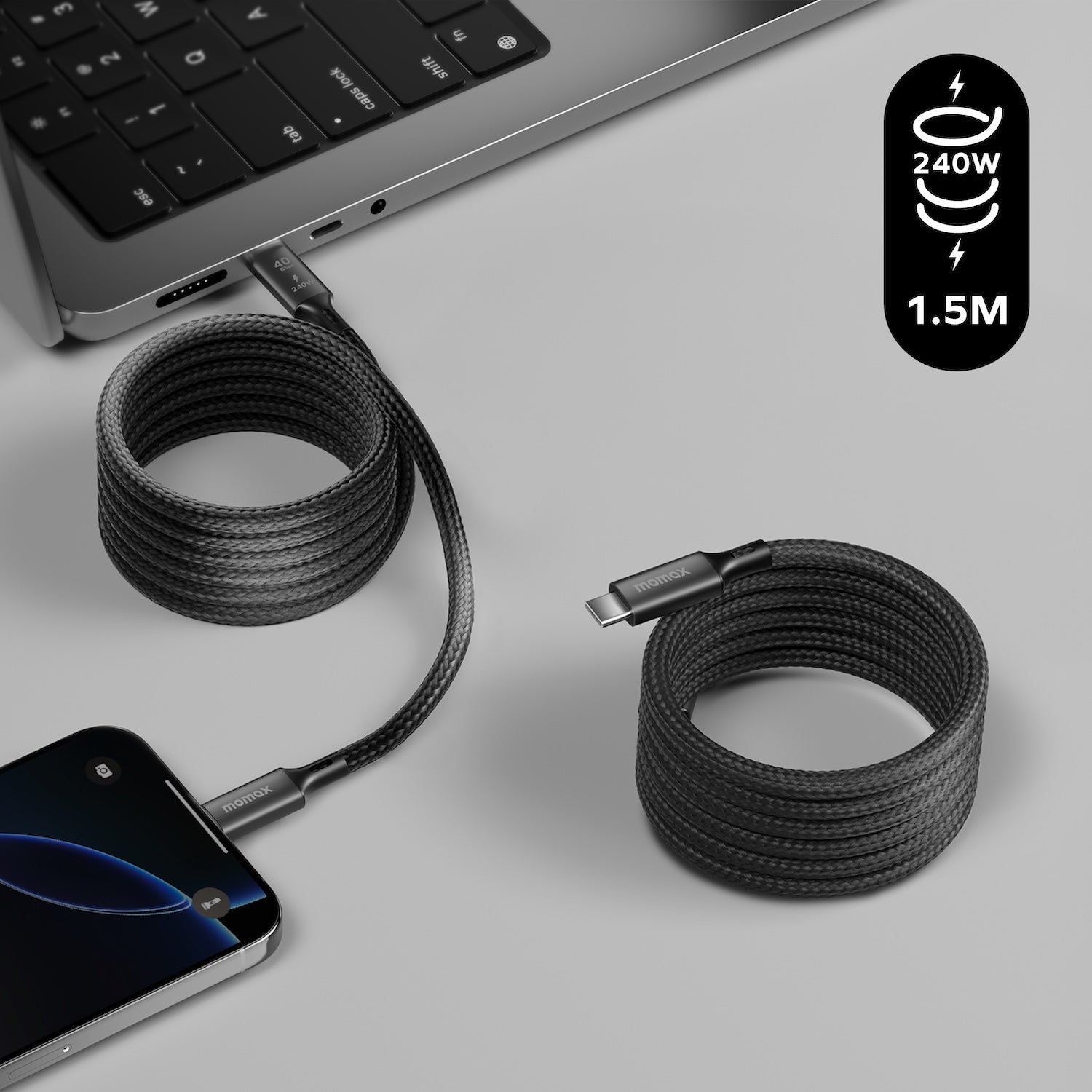 Mag.Link Magnetic USB 4.0 USB-C to USB-C Cable 240W 1.5m