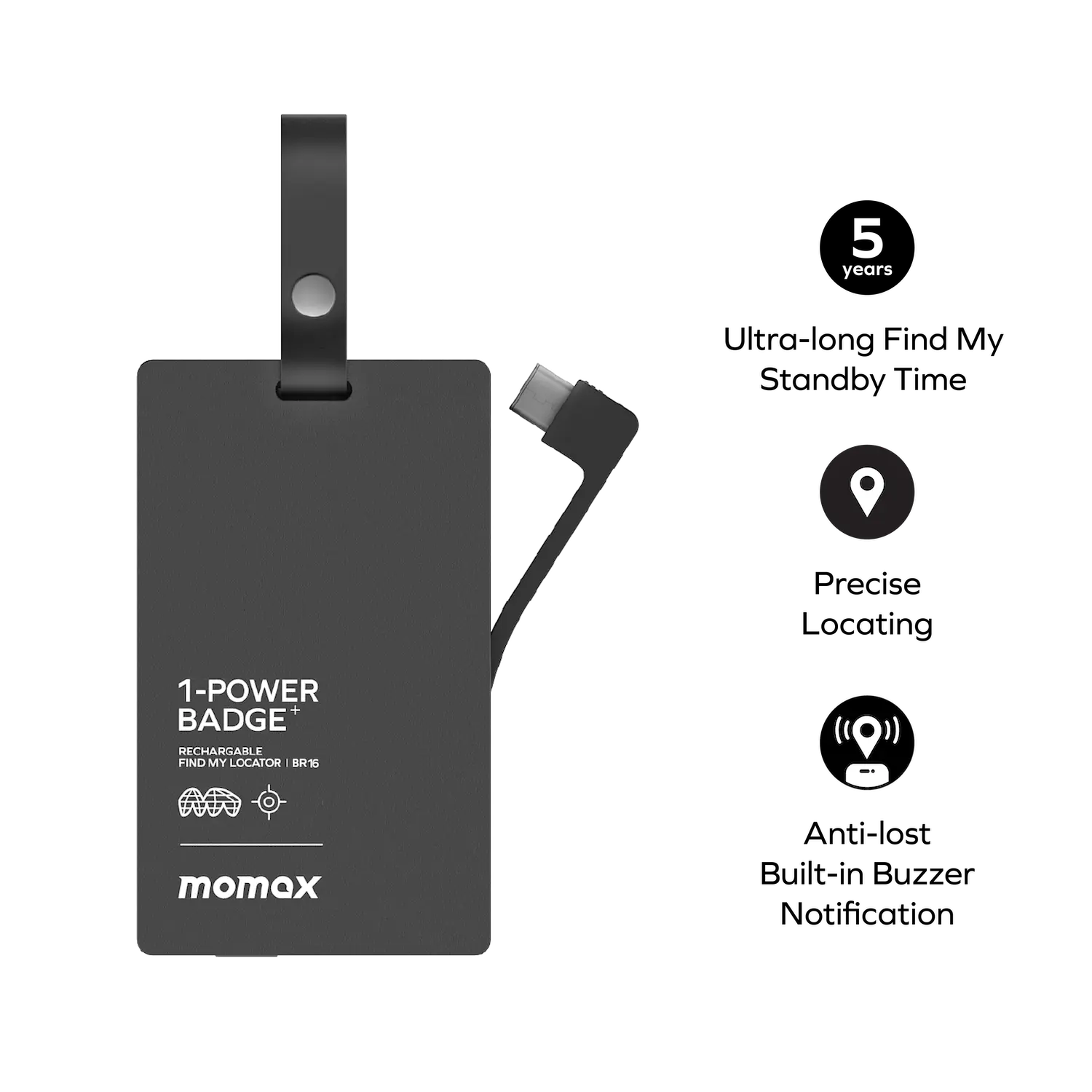 1-Power Badge+ Emergency Power Bank With Find My Locator Tracker