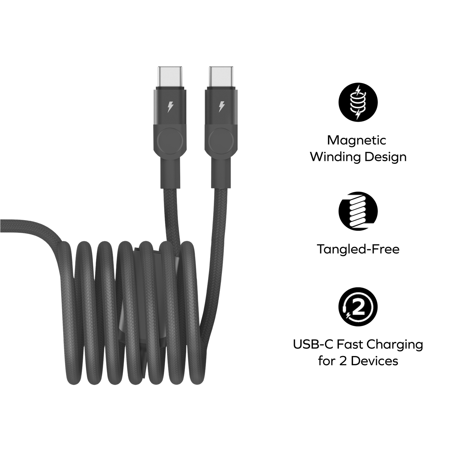 Mag.Link Magnetic USB-C to 2 USB-Cs Cable 100W 2m