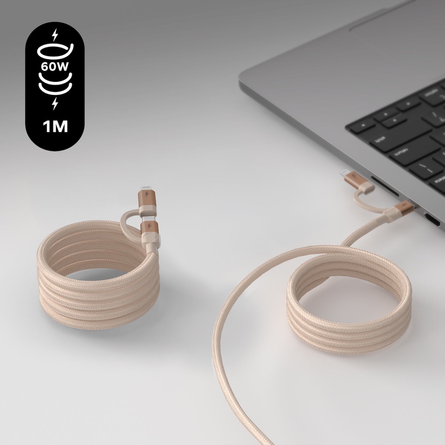 Mag.Link Duo Magnetic USB-C to USB-C & Lightning Cable 60W Up to 2m