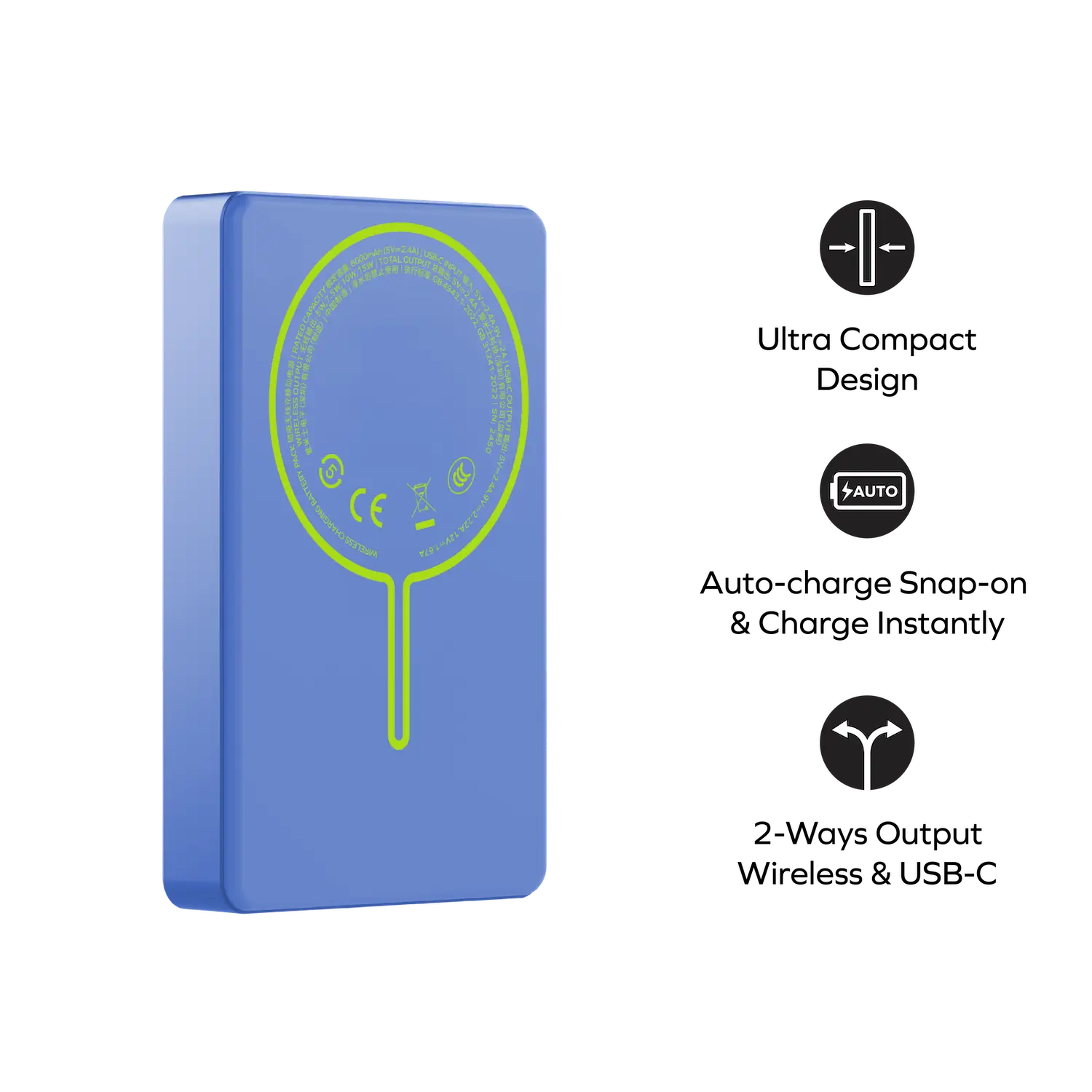 1-Power Pass Magnetic Wireless Power Bank 10000mAh