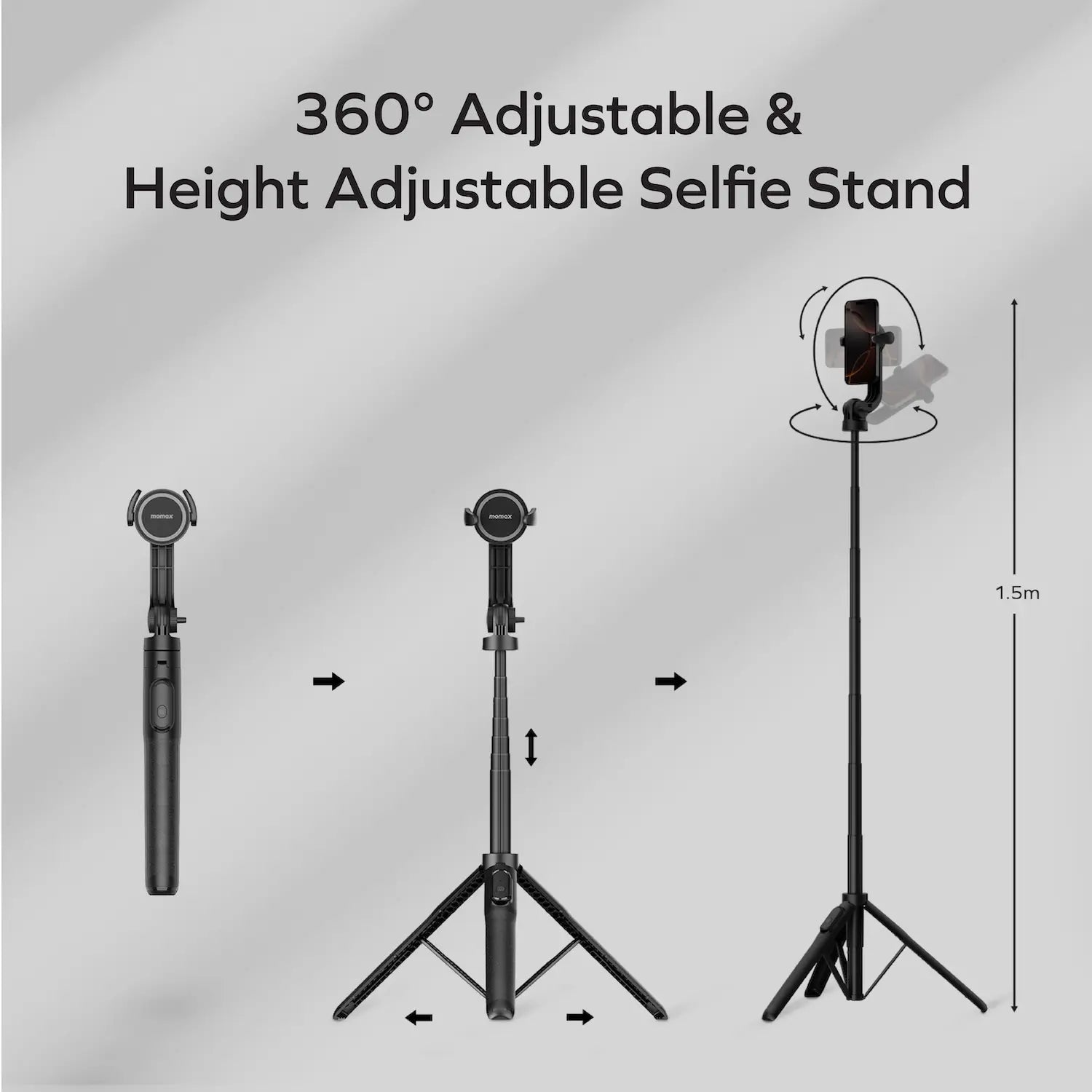 1-Snap Pole Magnetic Tripod Selfie Stick with Wireless Remote