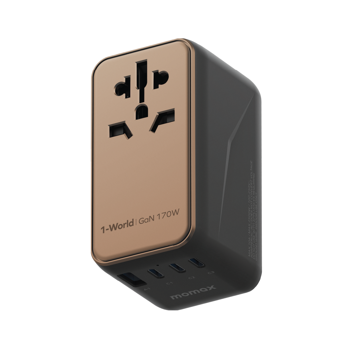 1-World 4-Port GaN Travel Charger 170W + USB-C Cable