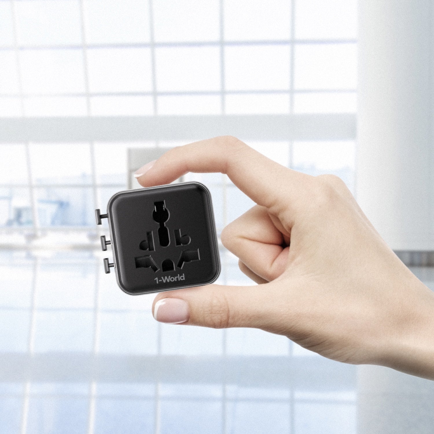 1-World Universal Travel Charger with Dual AC