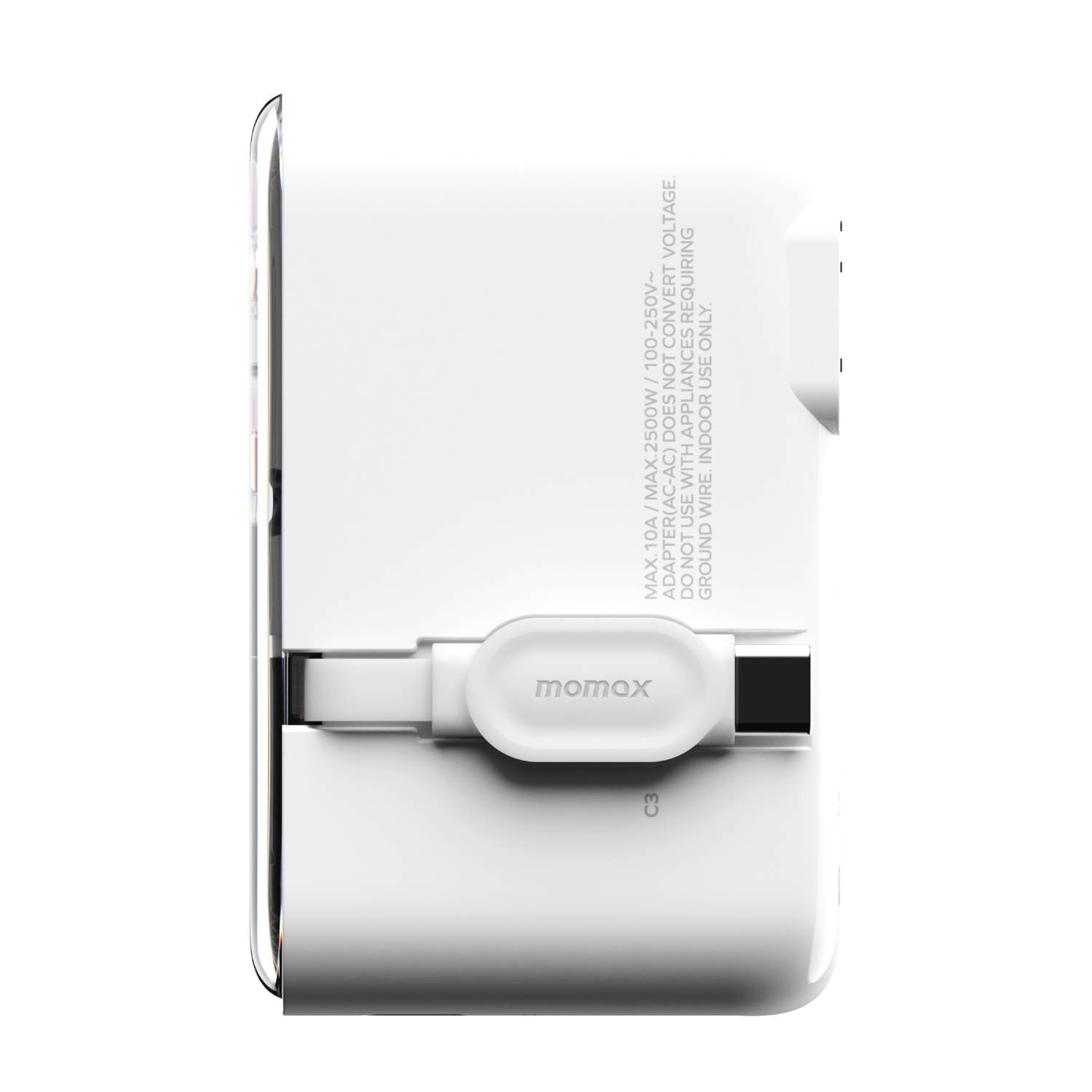 1-World+ Flow 4-Port Travel Charger With Built-In USB-C Cable 35W