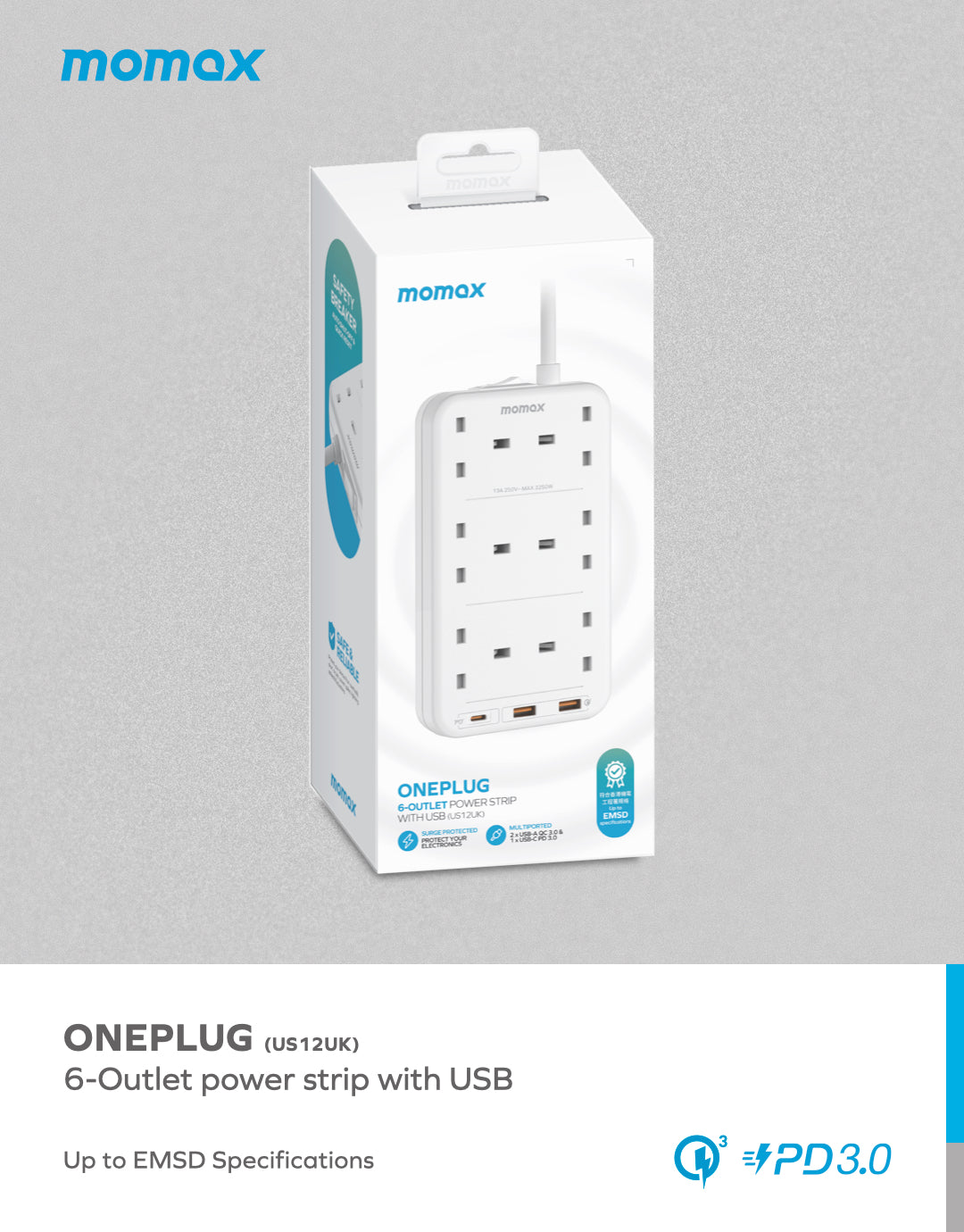 OnePlug 6-Outlet Power Strip With USB