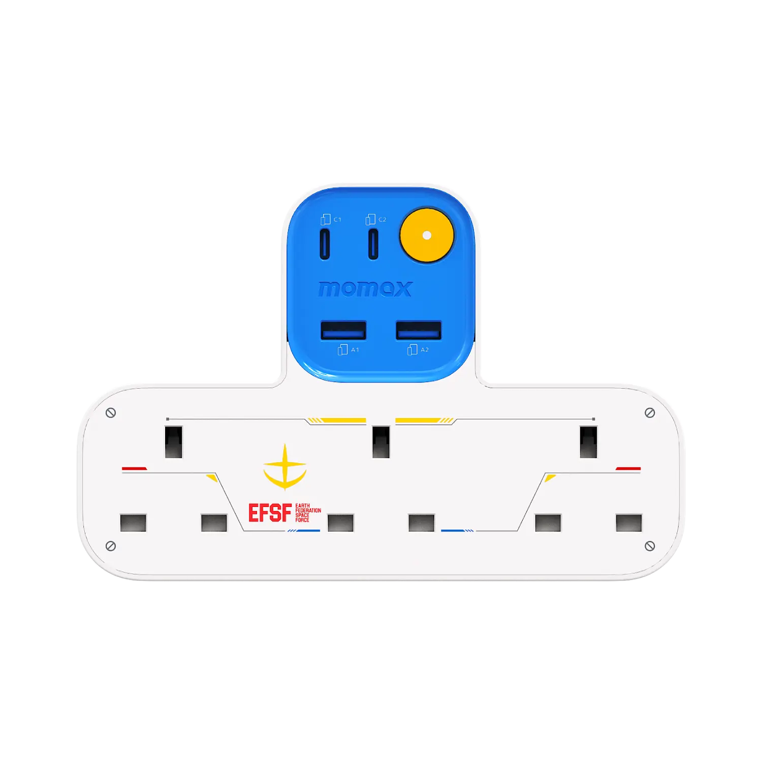 1-Charge Work Flow T-Shaped Extension Cord With 3 Sockets, 2 USB-A and 2 USB-C Ports - Limited Edition