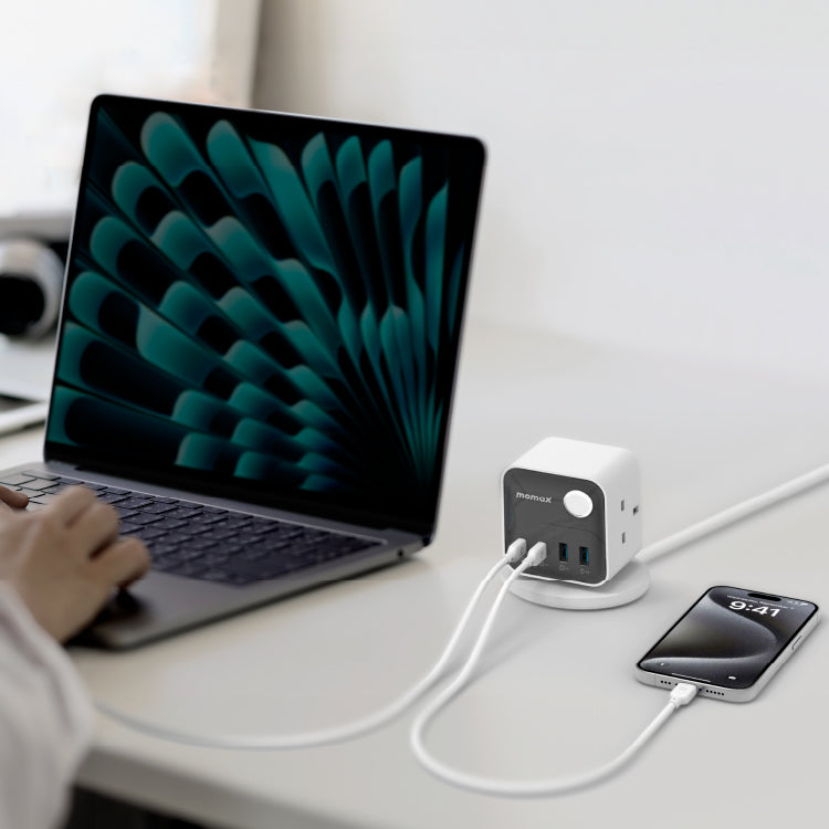 1-Charge Work Flow 3-Outlet GaN Power Cube 25W with USB Ports