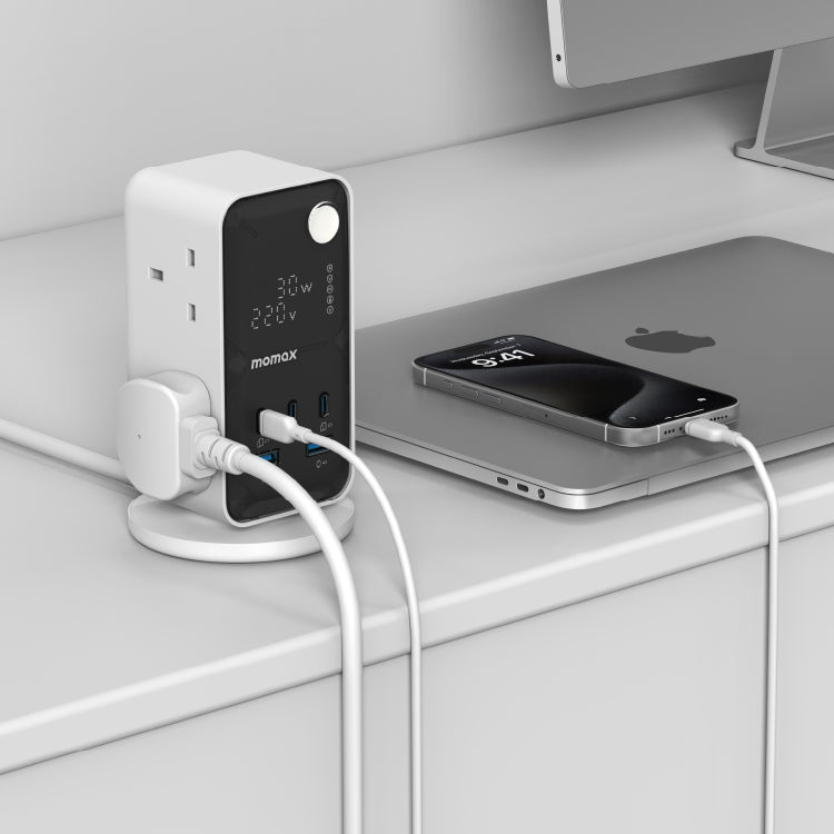 1-Charge Work Flow 6-Outlet GaN Power Tower 35W with USB Ports