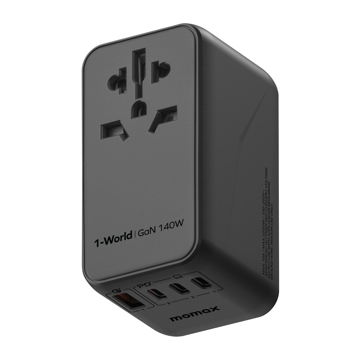 1-World Universal 4-Port Travel GaN Charger 140W + USB-C Cable