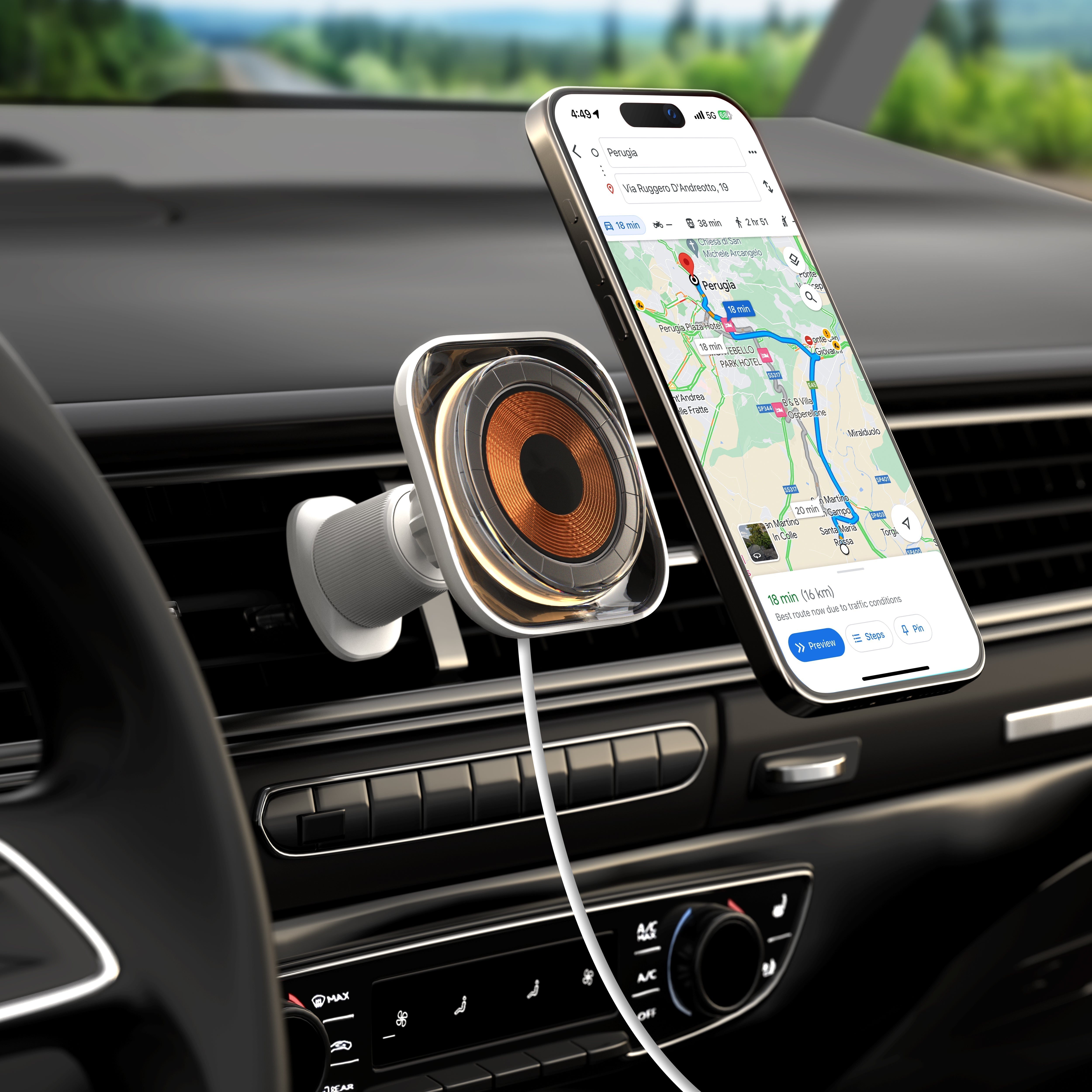 1-Charge Flow Magnetic Wireless Charging Car Mount 15W